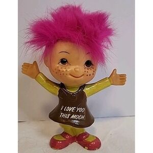 Vtg Berries Girl Figurine w/Hair, Wallace Russ Berrie & Co.